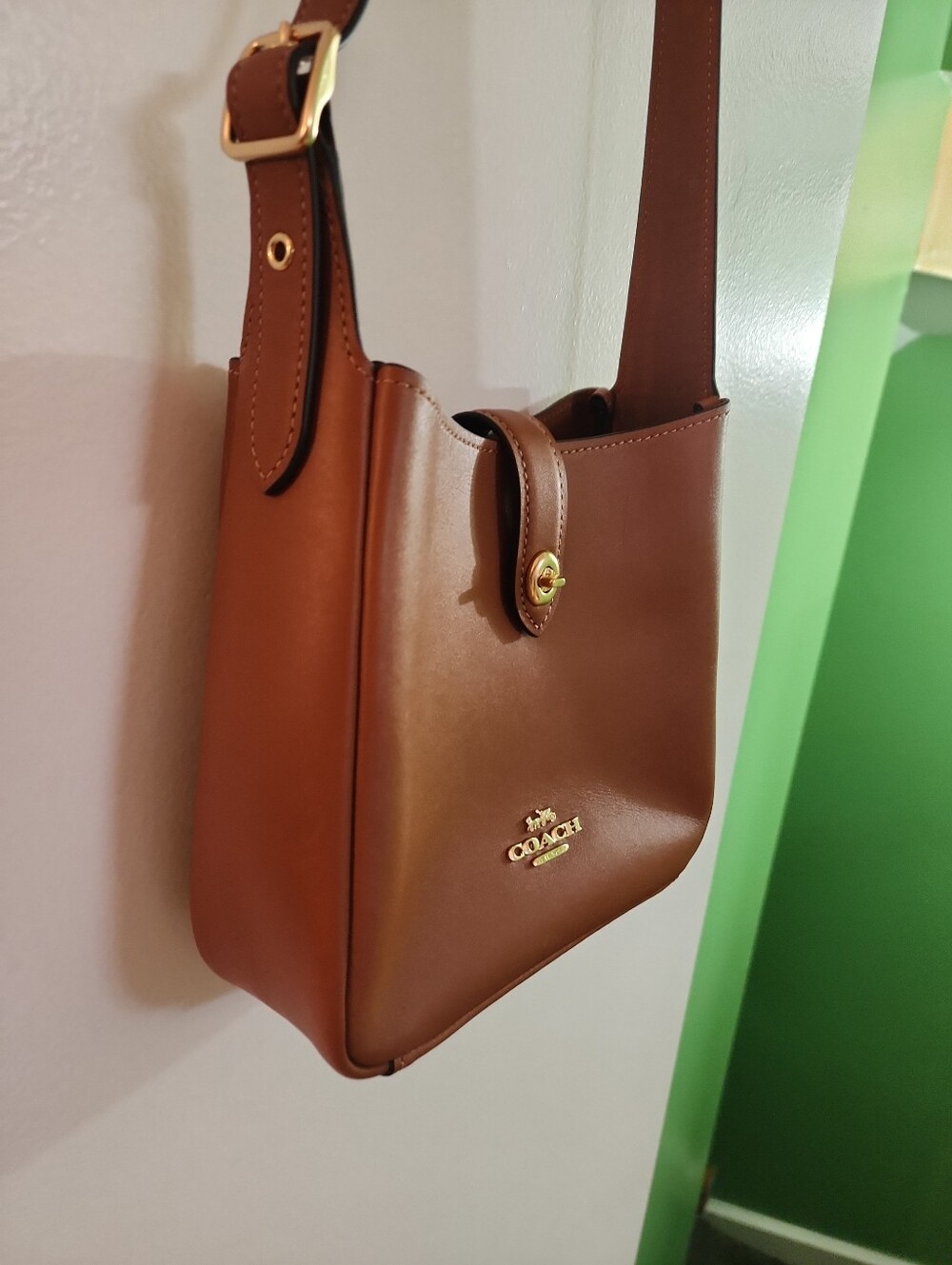 Coach Hadley Mini Tan Leather Crossbody with Gold Hardware - Picture 8 of 14